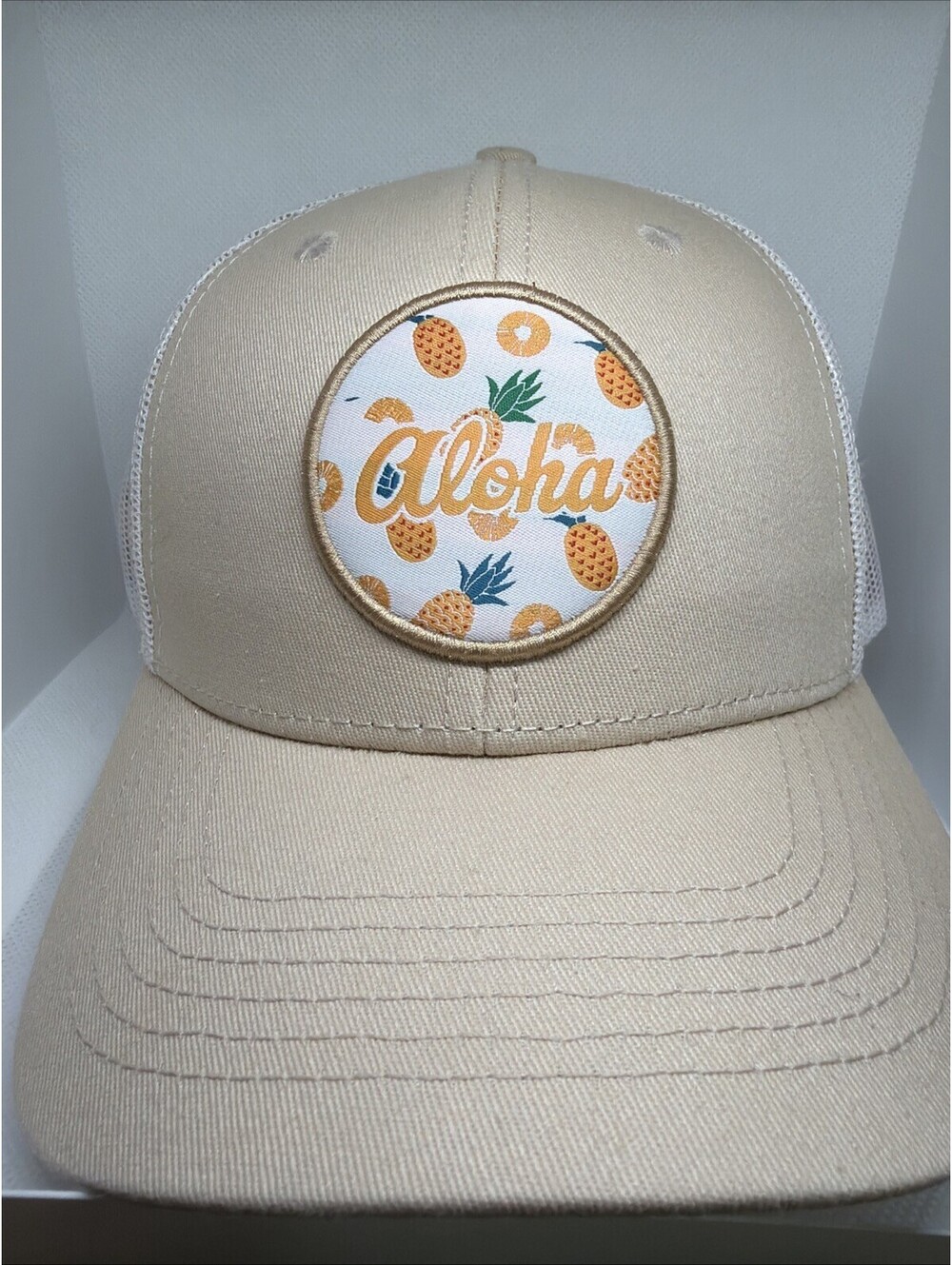 Island Collection Beige Mesh Back Trucker Hat Adjustable Snapback One Size